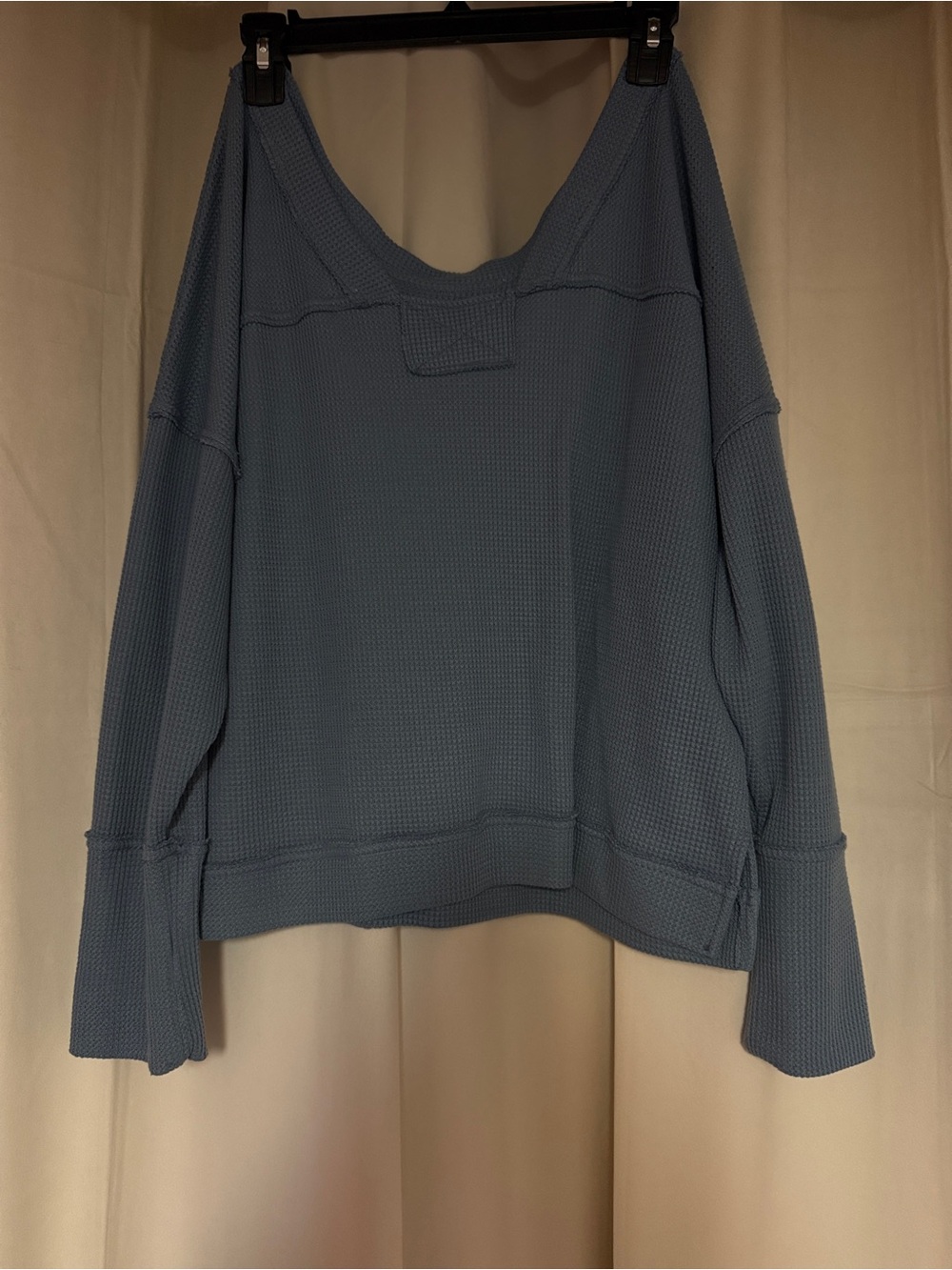 Women's Relaxed Waffle-Knit Pullover  in Dusty Blue